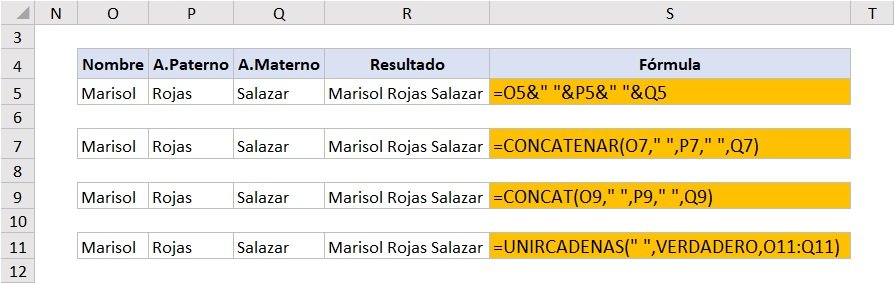 concatenar excel