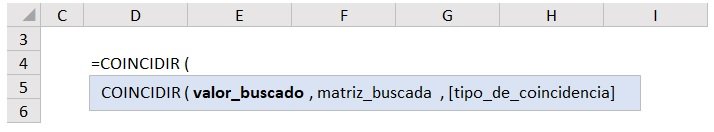 funcion COINCIDIR argumentos