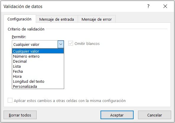 tipos de validacion de datos